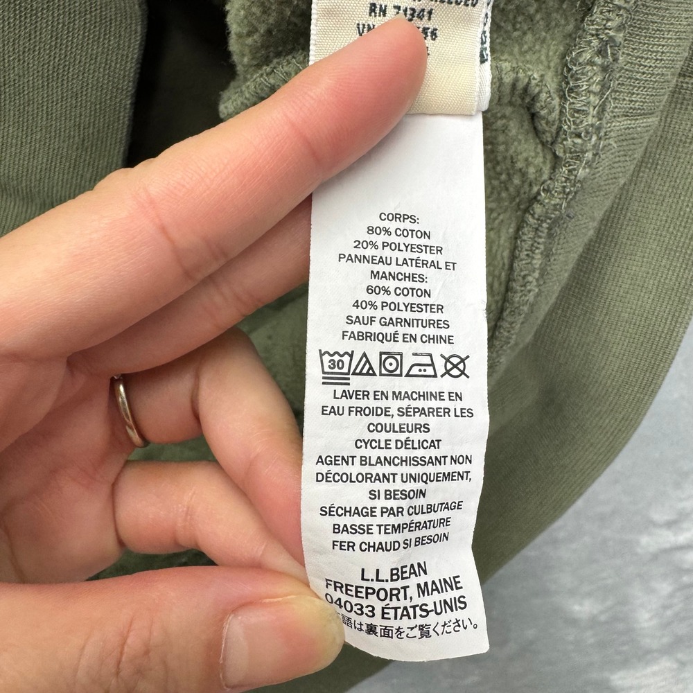 LL Bean Pullover Women Large Green Quilted Quarter Zip Sweatshirt 502745 Outdoor - Picture 11 of 12